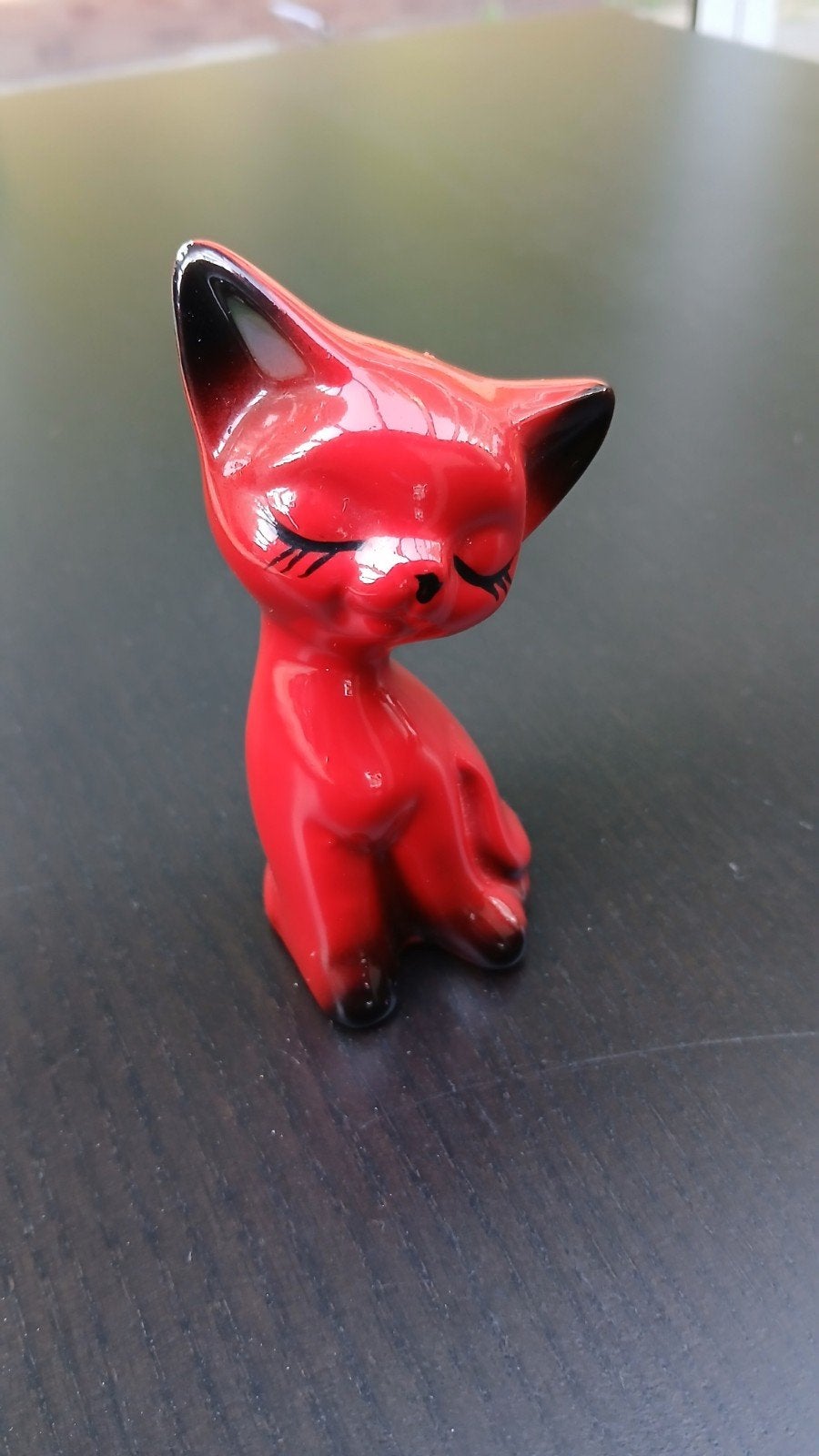 Vintage beeldje kat, rood, Ophalen of Verzenden, Gebruikt, Dier