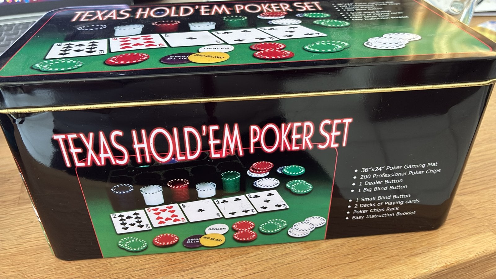 Texas Hold'em Poker Set - Compleet in blikken doos, Drie of vier spelers, Ophalen, Zo goed als nieuw
