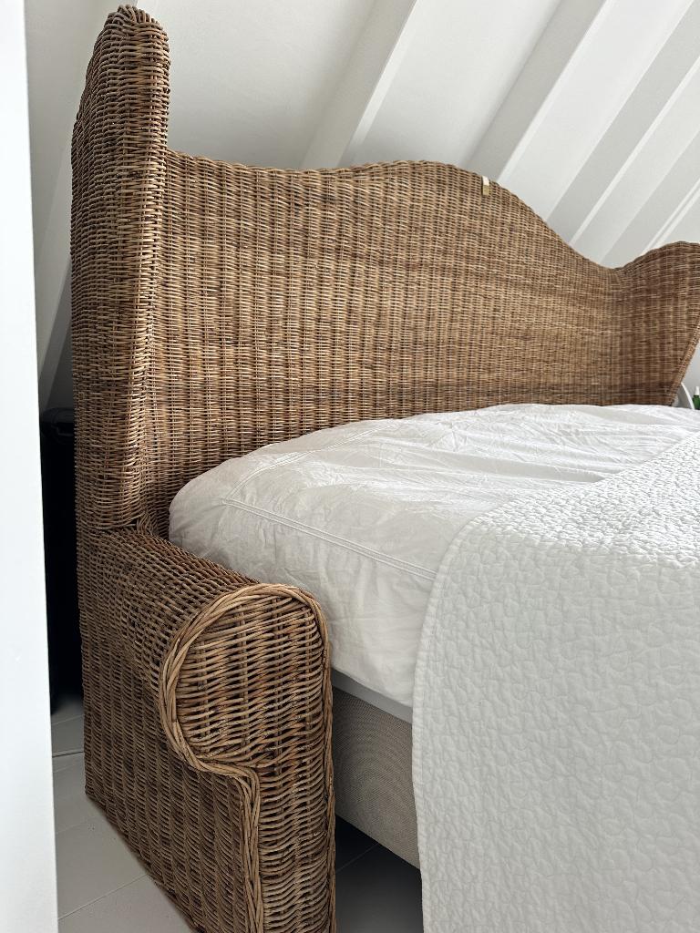 Rotan hoofdbord bed 1.80 m Rivièra Maison, Ophalen, Overige materialen, Gebruikt, Landelijk, naturel