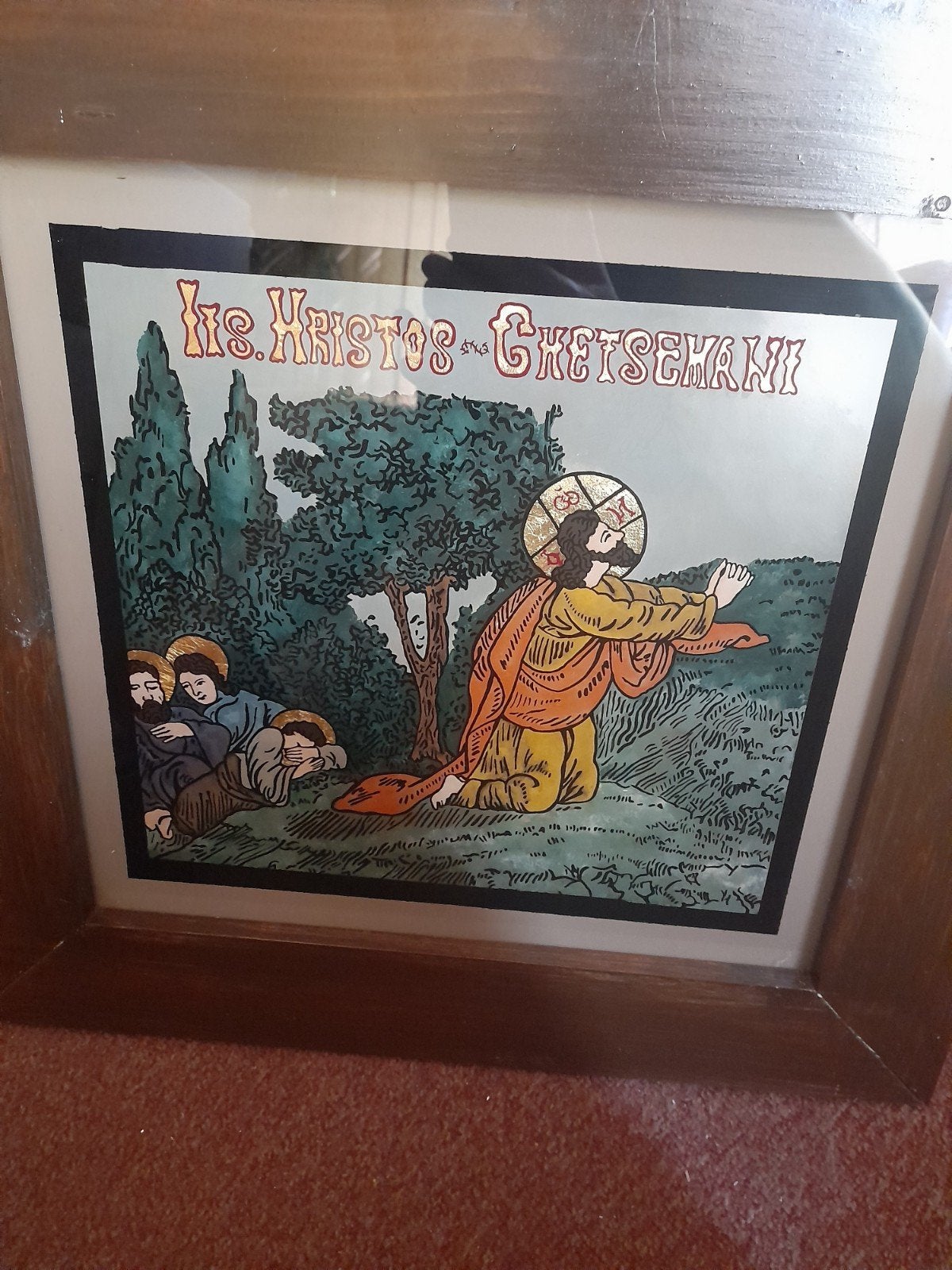 Achterglas: Jezus in de Hof van Olijven, Oost-Europe, Antiek en Kunst, Ophalen of Verzenden