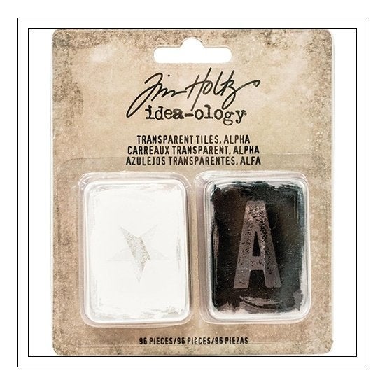 Tim Holtz Idea-ology Transparent Tiles Alpha Black #93566, Verzenden, Nieuw, Versiering of Embellishment, Overige merken