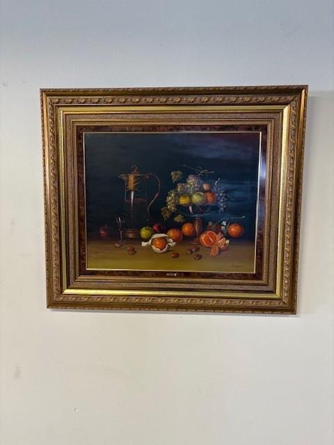 Fruit met wijnfles, Ophalen