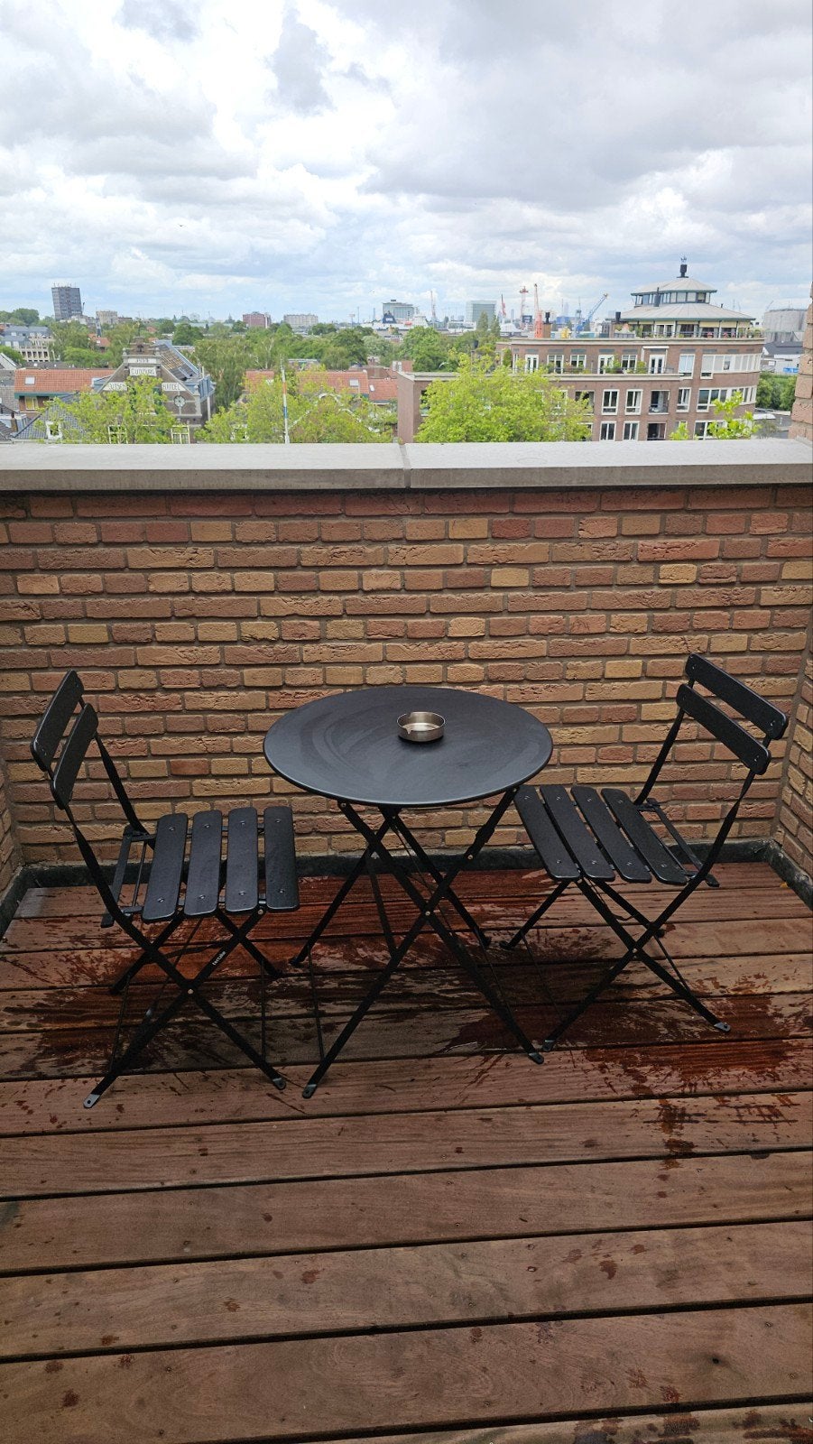 Terrasset met 2 stoelen en tafel - Zwart metaal, Ophalen of Verzenden, Overige materialen, 2 zitplaatsen
