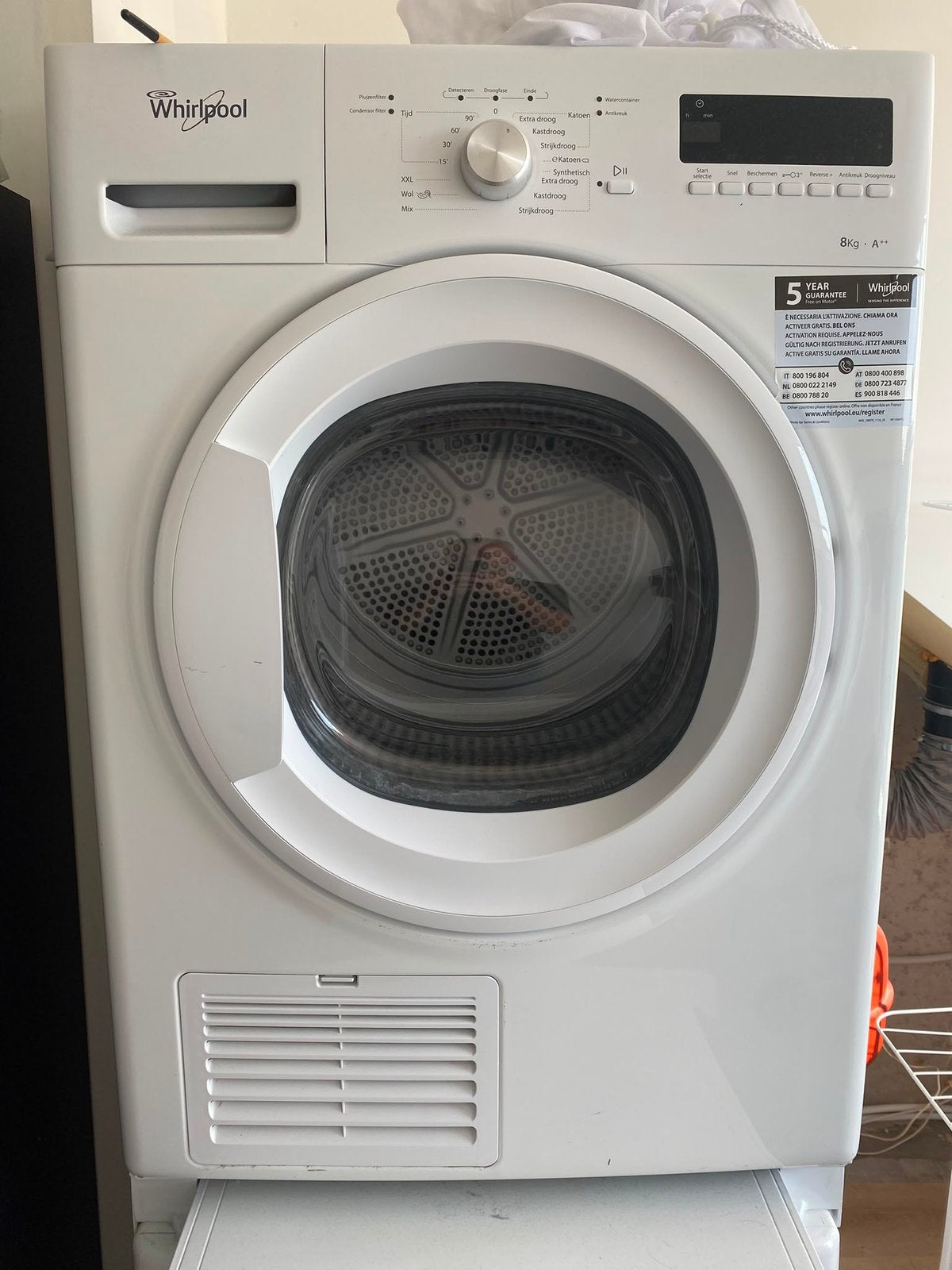 Whirlpool droger AZB8575, Ophalen, Gebruikt, Condens, 85 tot 90 cm