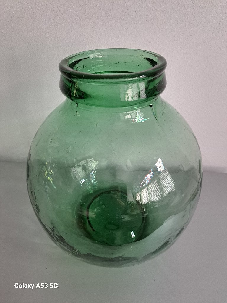 Vintage Viresa vaas  groen, 30 cm, Ophalen, Zo goed als nieuw, Groen, Glas