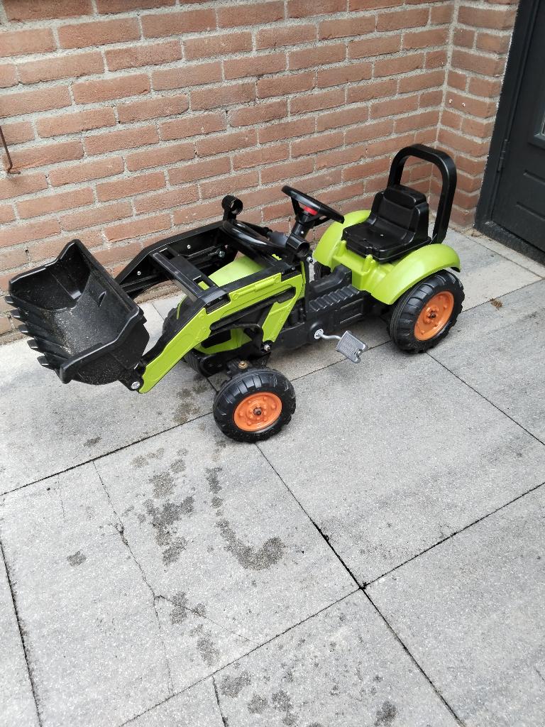 Tractor met trappers en aanhanger, Ophalen, Gebruikt, Trapvoertuig