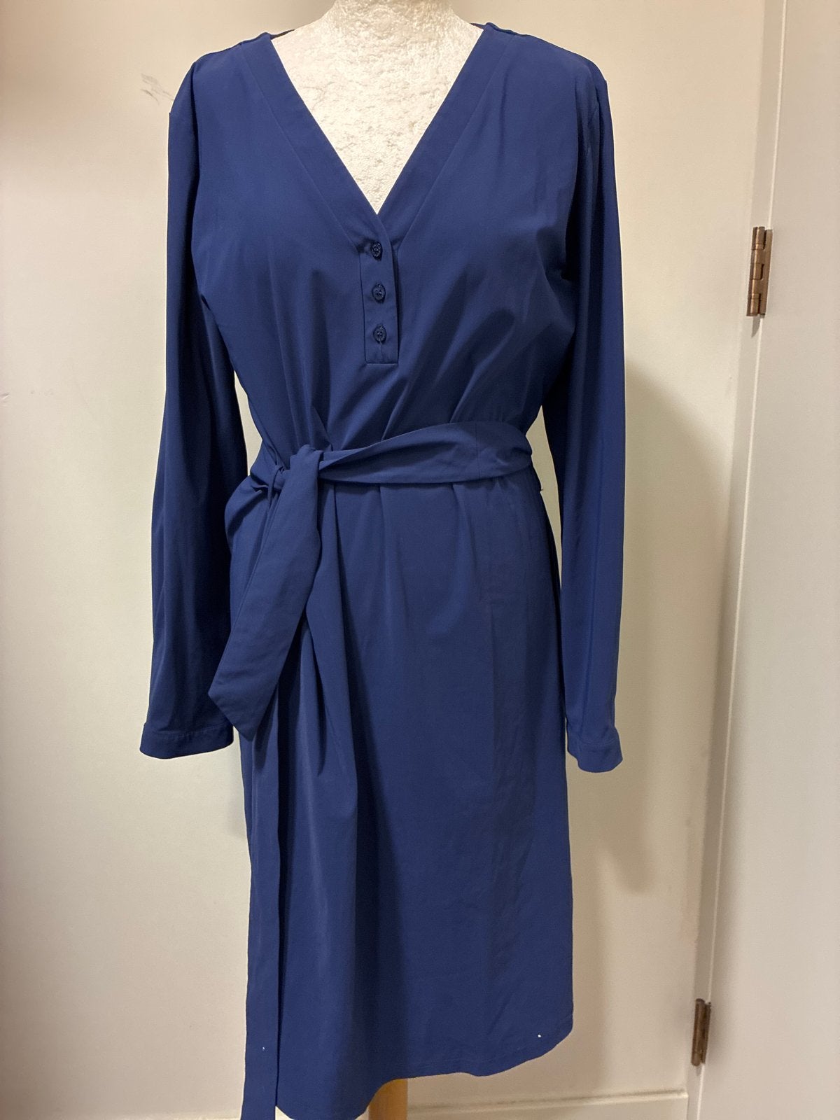 Studio Anneloes jurk travelstof met sash, maat L, blauw, Ophalen of Verzenden, Zo goed als nieuw, Maat 42/44 (L), Blauw