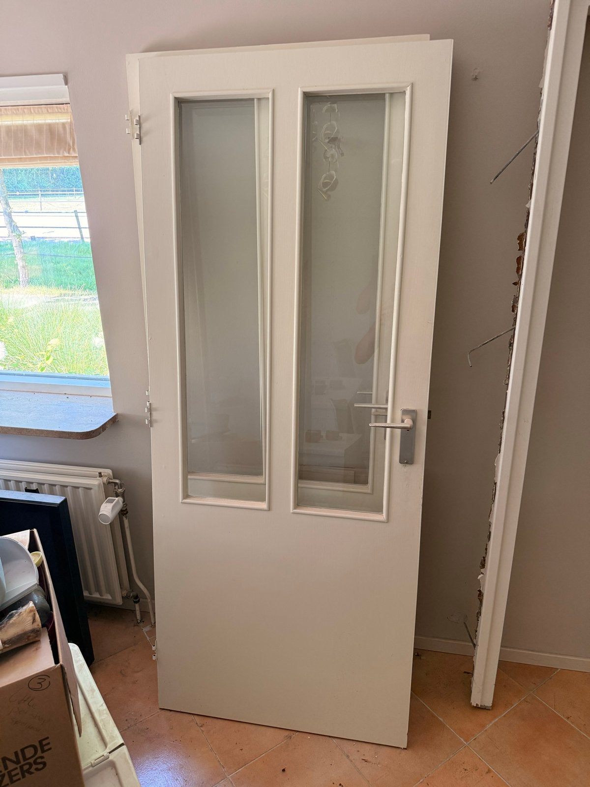 Binnendeur met glaspanelen 83x201 (2 stuks), Ophalen, Gebruikt, 80 tot 100 cm, Binnendeur