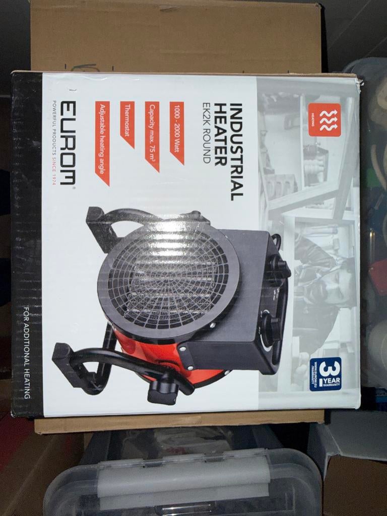 Eurom Industriële Heater EK2K Round - 1000-2000W, Ophalen, 30 tot 80 cm, Minder dan 60 cm, 800 watt of meer