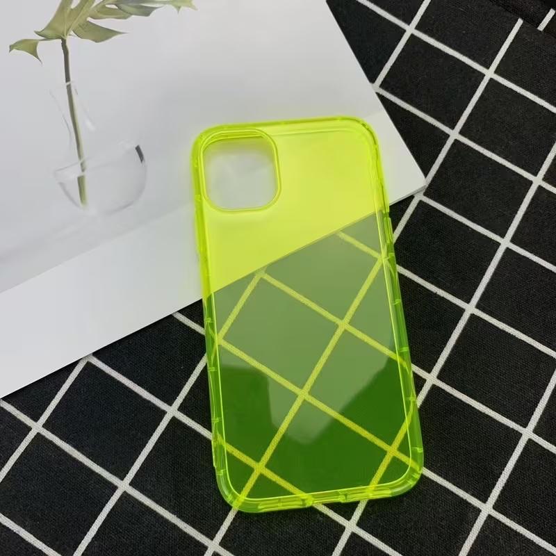 iPhone 15 transparent silicone neon-geel cover TPU, Ophalen of Verzenden, Nieuw
