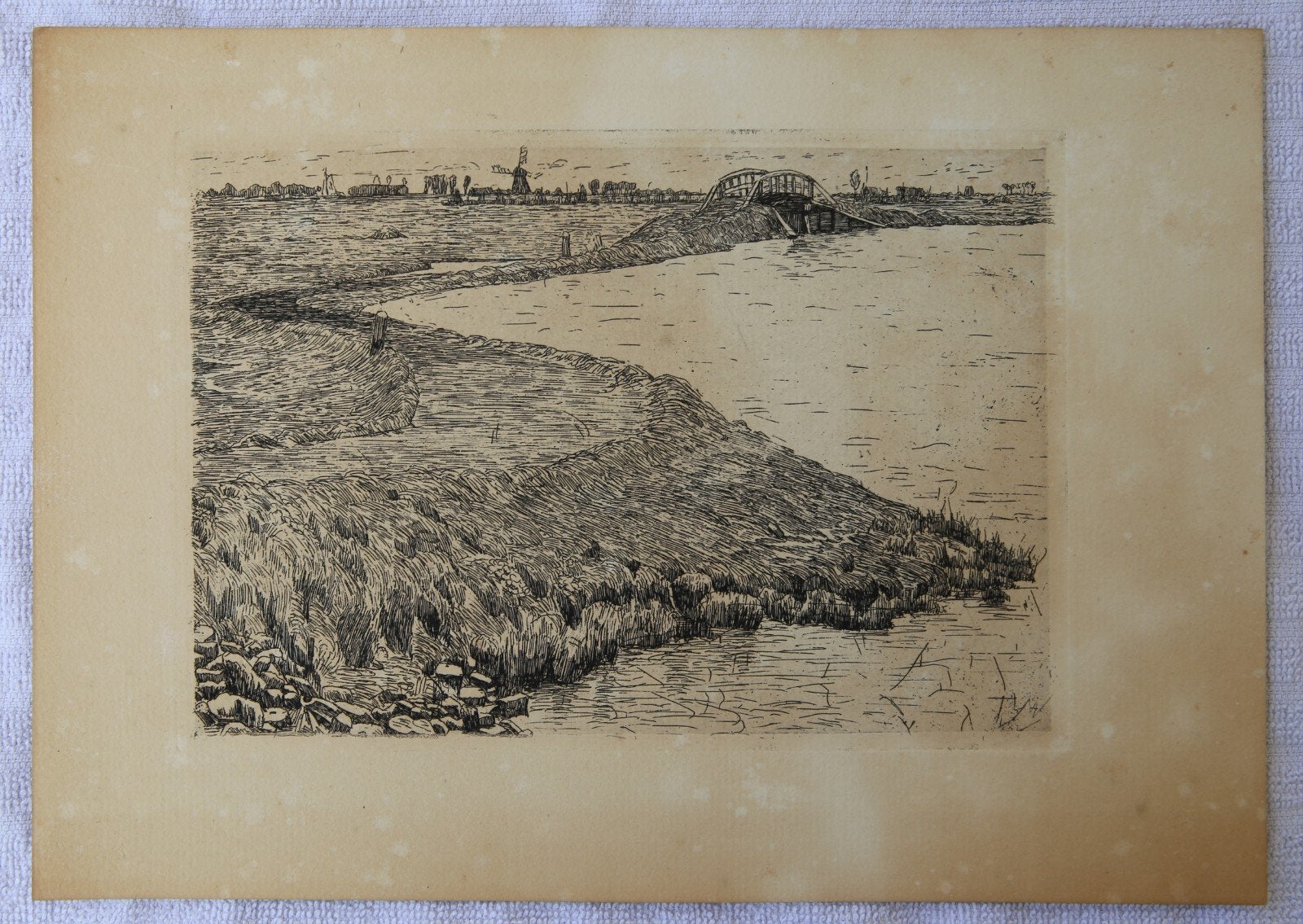 Originele 19e-eeuwse ets 'Schinkel' - Maurits van der Valk, Ophalen of Verzenden, Landschap, Ets, 1800 - 1899
