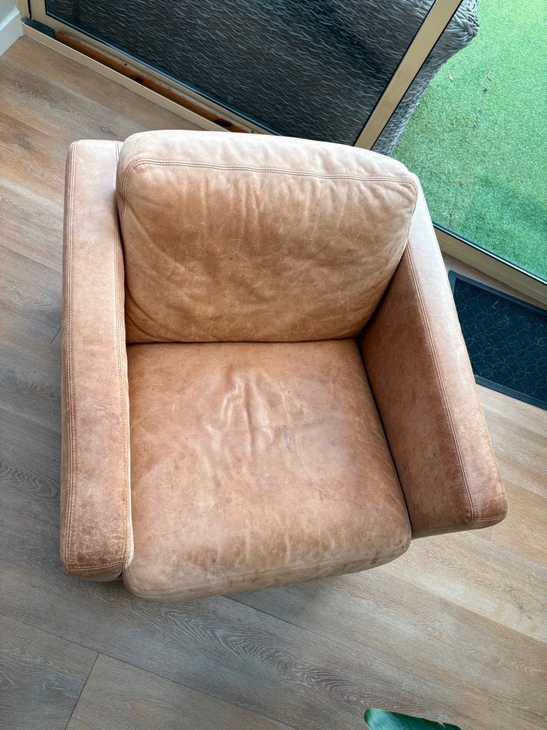 Twee cognackleurige leren fauteuils van Machalke, Ophalen, Gebruikt, 50 tot 75 cm, Leer