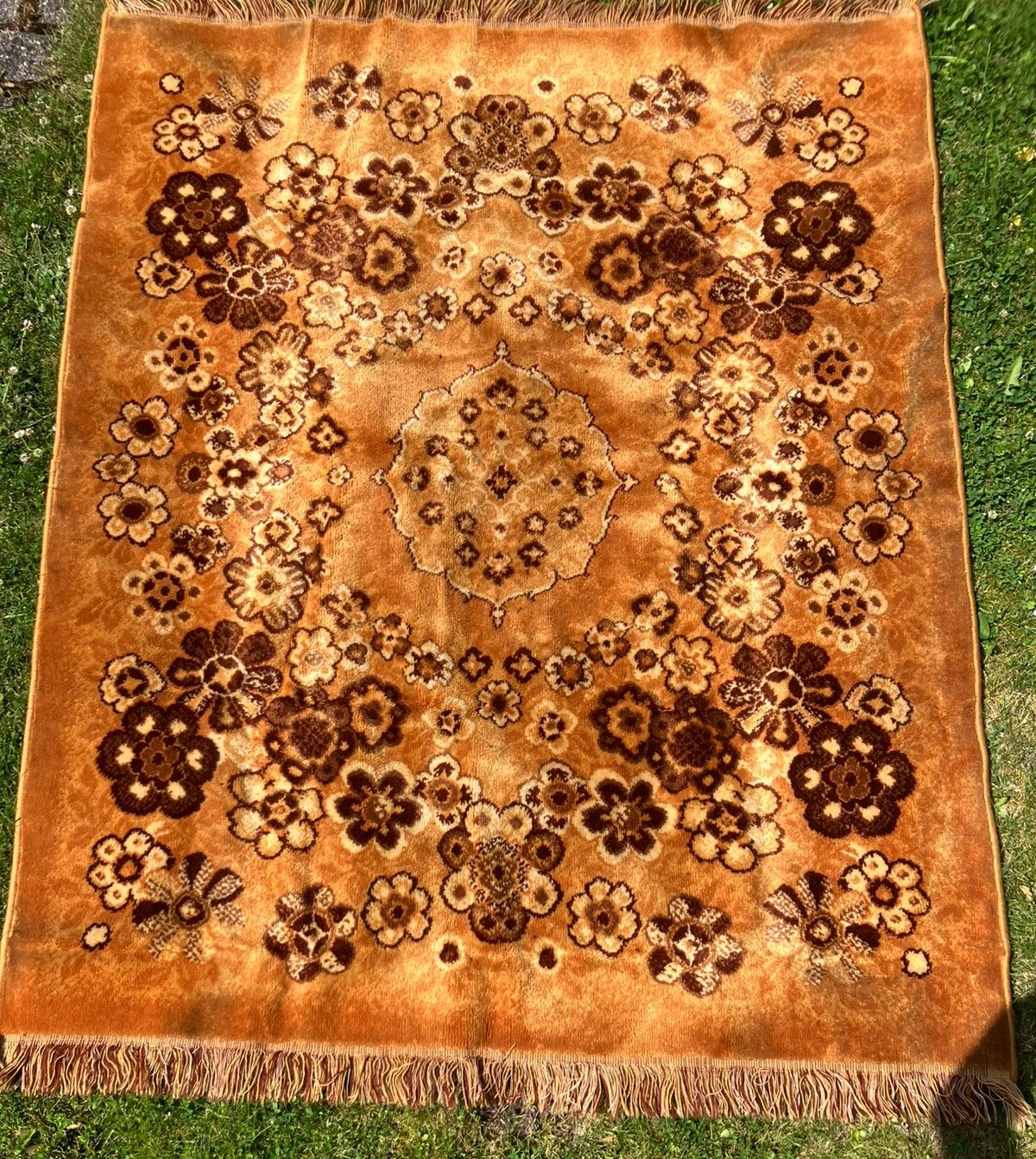 Vintage dik wollen tafelkleed 170 x140 cm, 100 tot 150 cm, Bruin, Ophalen of Verzenden, Zo goed als nieuw