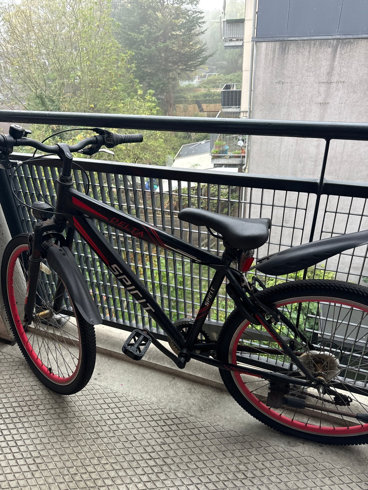 Delta Spirit Fiets - Zwart/Rood, Gebruikt, Velgrem, Versnellingen, 53 tot 57 cm