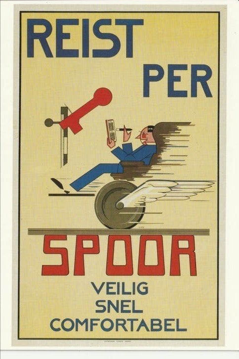 AFFICHE REIST PER SPOOR VEILIG SNEL COMFORTABEL SEINPAAL, Ophalen of Verzenden, 1940 tot 1960, Ongelopen, Utrecht