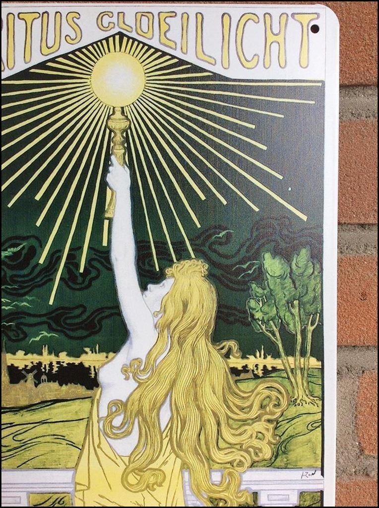 Spiritus Gloeilicht Jugendstil oude Reclame Wandbord Poster, Verzenden, Overige typen
