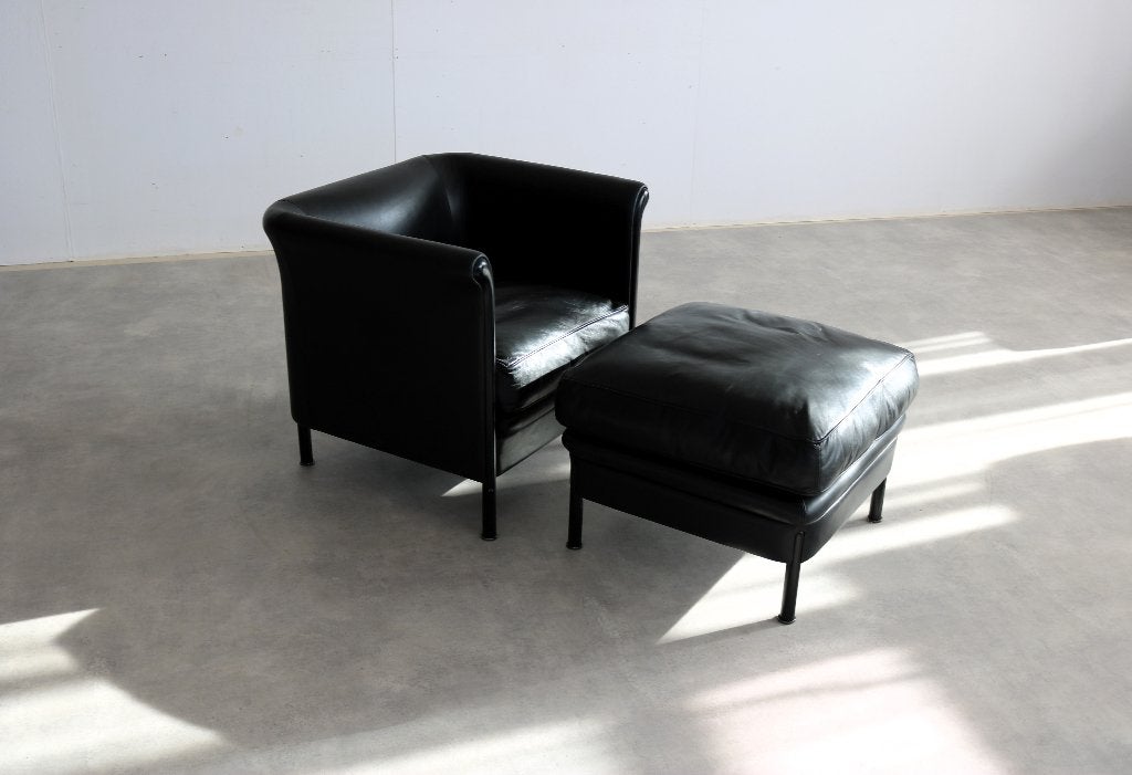 Vintage fauteuil + hocker | a. Citterio | moroso, Gebruikt, ., 75 tot 100 cm, Ophalen of Verzenden
