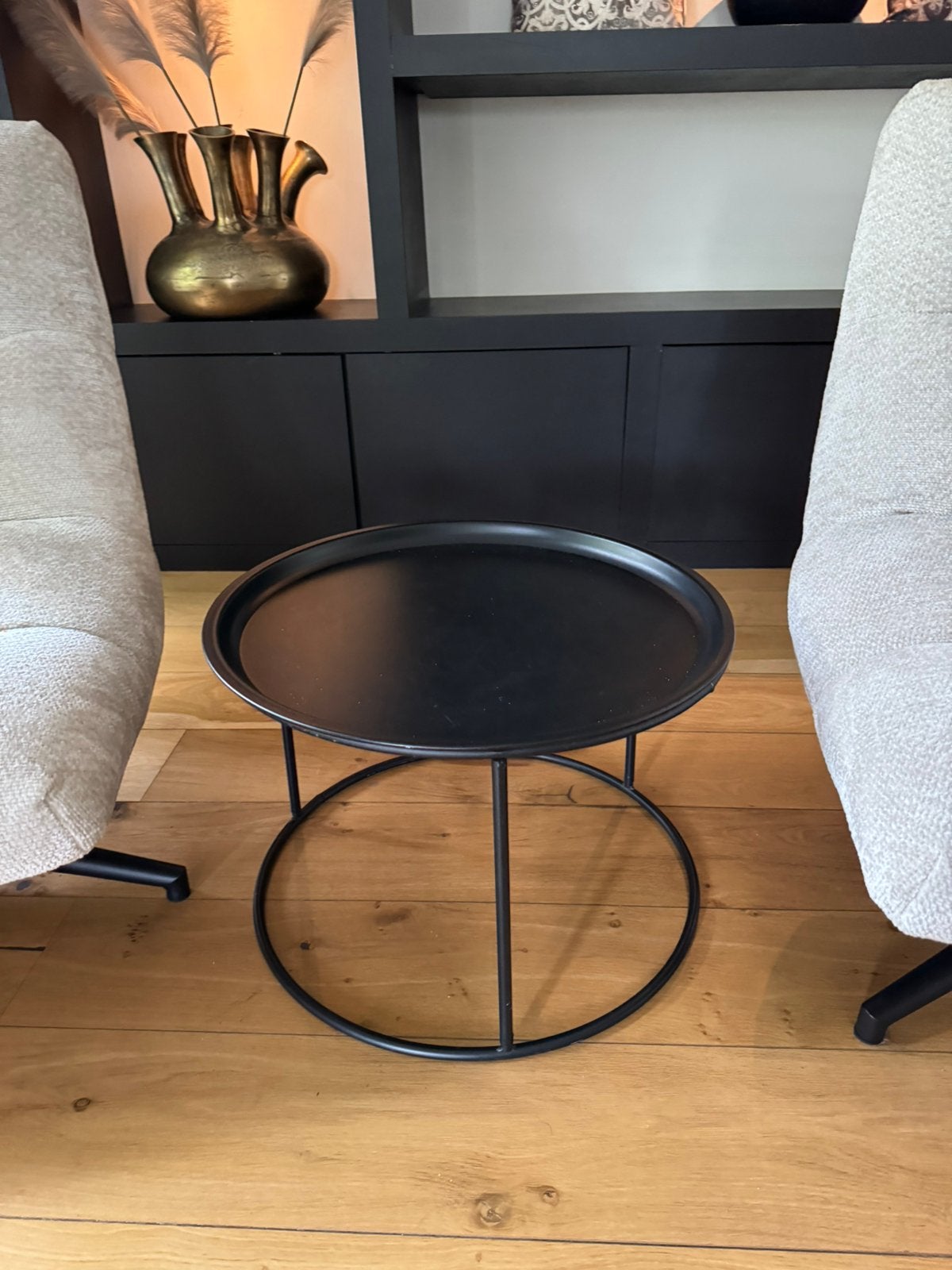 Woood bijzettafel zwart, Ophalen, Zo goed als nieuw, Rond, 50 tot 100 cm