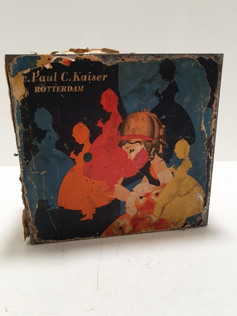 Vintage Kattetongen blik n.v. Paul C. Kaiser Rotterdam, Ophalen of Verzenden, Gebruikt, Koek(jes), Overige merken