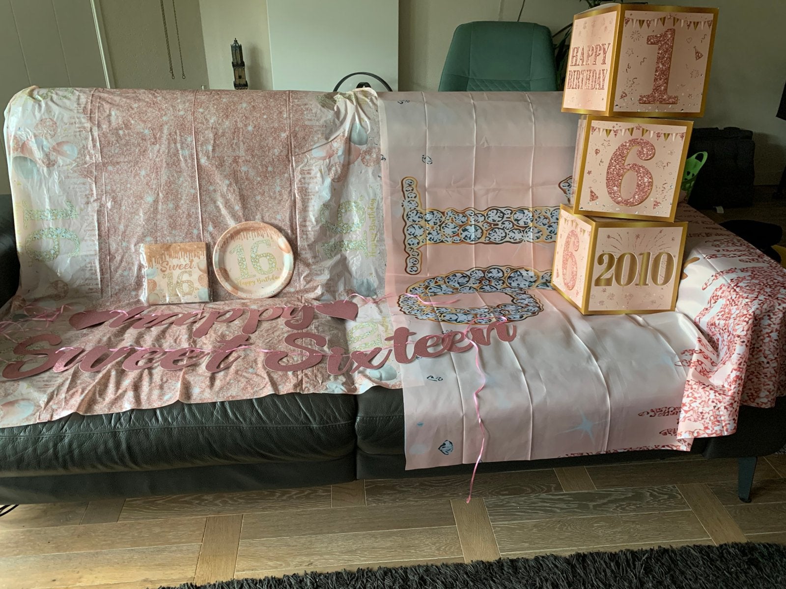 Verjaardags versiering Roze 16 jaar, Ophalen of Verzenden, Zo goed als nieuw, Versiering, Verjaardag