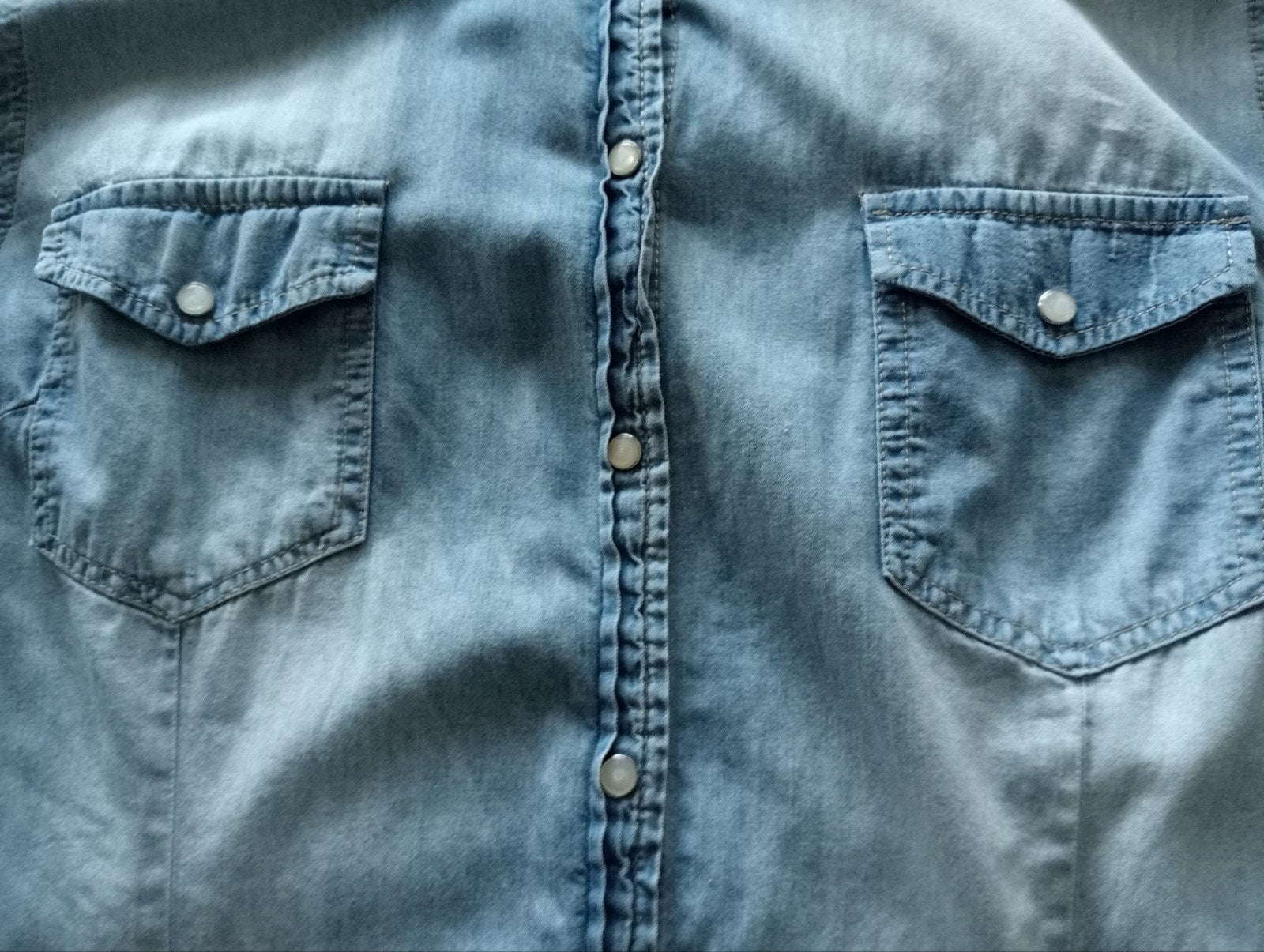 Spijker blouse met drukknopen maat 38, Ophalen, Zo goed als nieuw, Maat 38/40 (M), Blauw