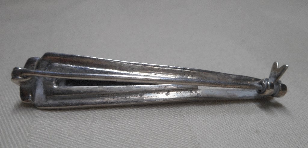 Zilveren antieke broche met onyx en markasiet nr.1742, 4 tot 7 cm, Verzenden, Zo goed als nieuw, Zilver