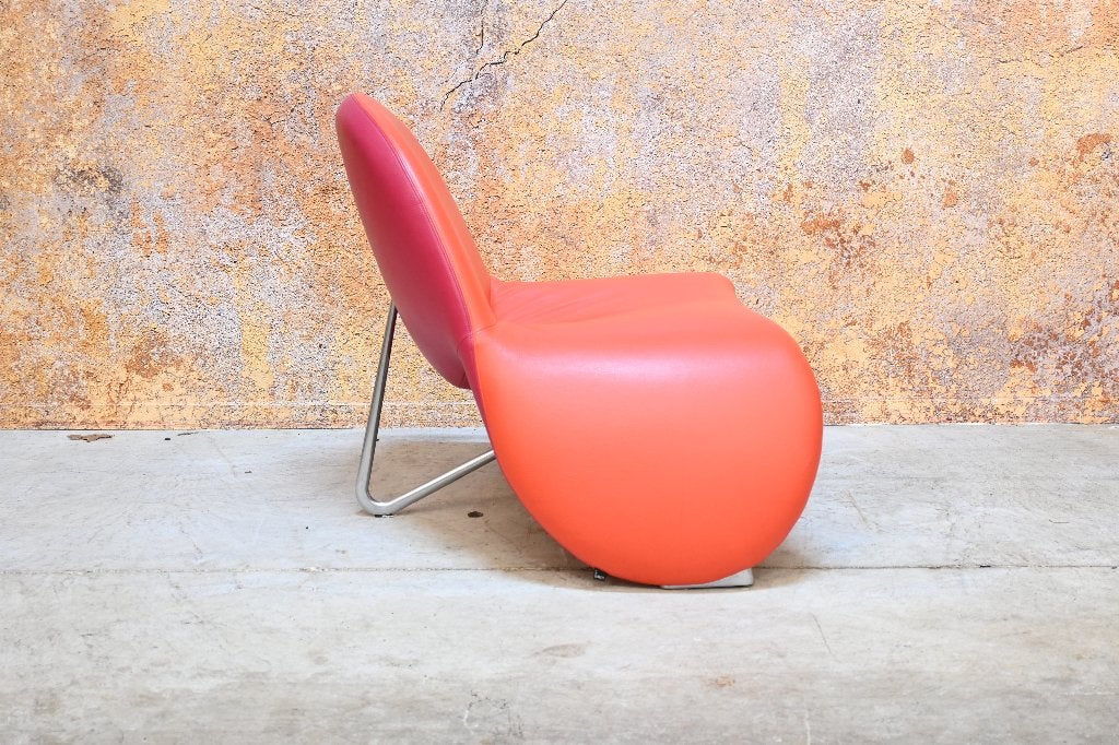 ZGANieuw rode leren Leolux Sella design fauteuil, Leolux, Leolux, 75 tot 100 cm, Ophalen of Verzenden