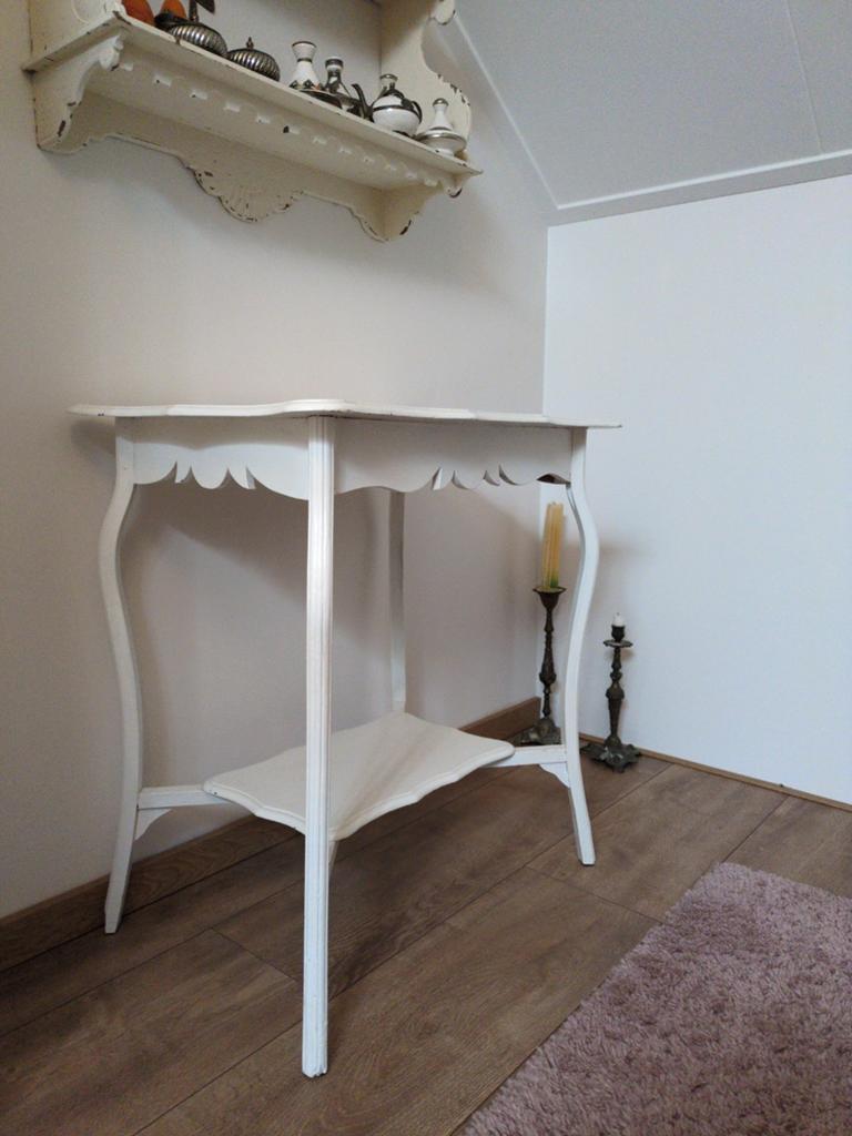 Frans Brocante Bijzettafel Wit - Elegant & Charmant, Antiek en Kunst, Ophalen