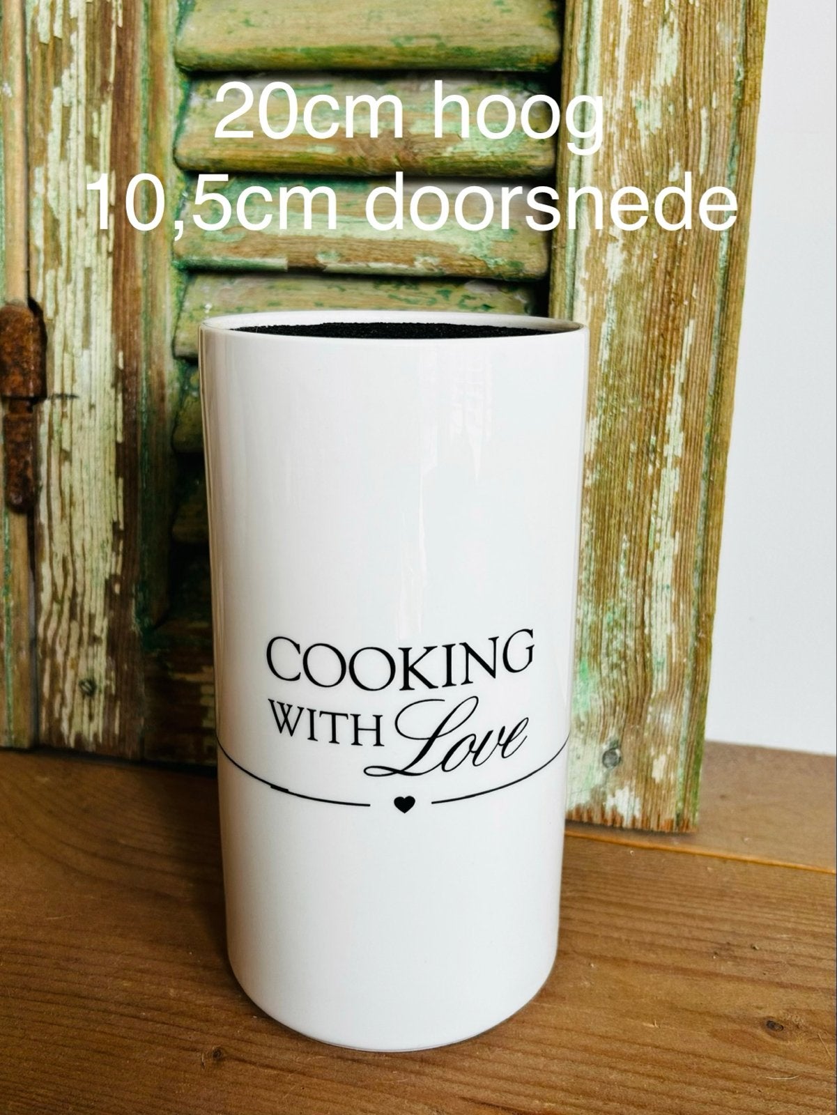 Rivièra Maison Keukenhulp Pot Wit - Cooking with Love, Ophalen, Overige typen, Zo goed als nieuw, Steen/keramiek