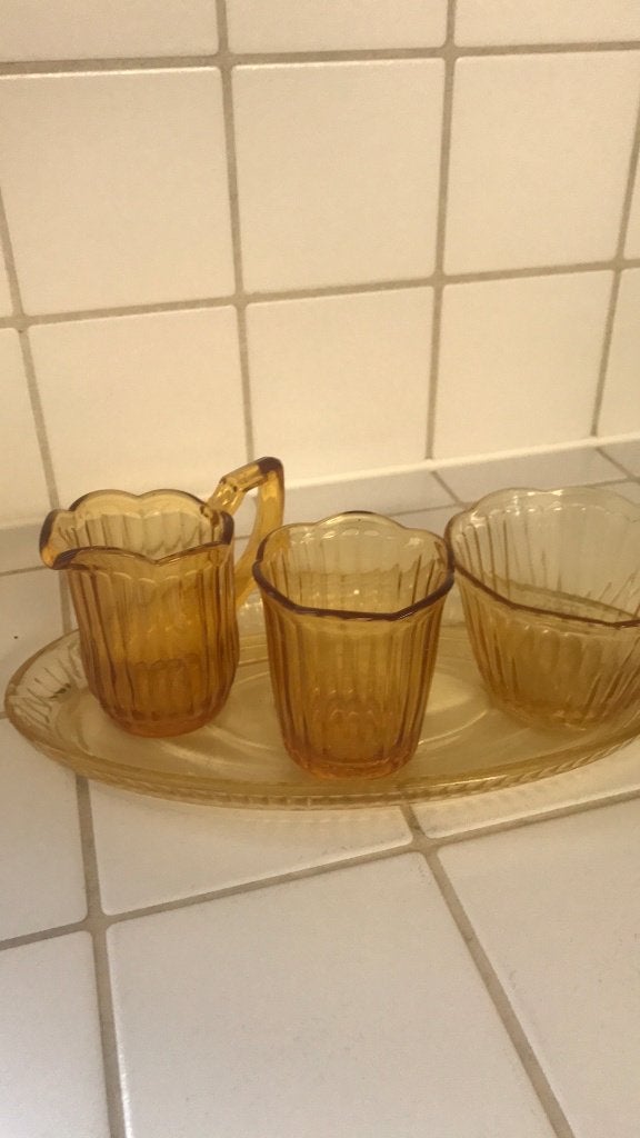 Roomstel retro 4 delig, Ophalen of Verzenden, Bord(en), Overige stijlen, Glas