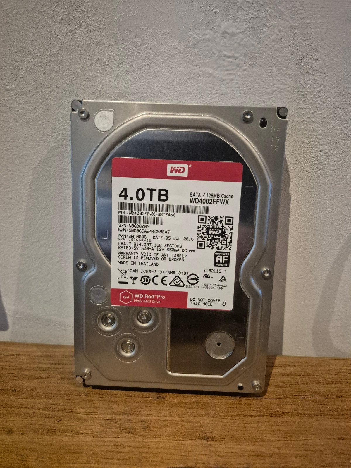 WD Red Pro 4TB HDD - SATA - Intern, Computers en Software, Intern, Server, Ophalen of Verzenden, Zo goed als nieuw