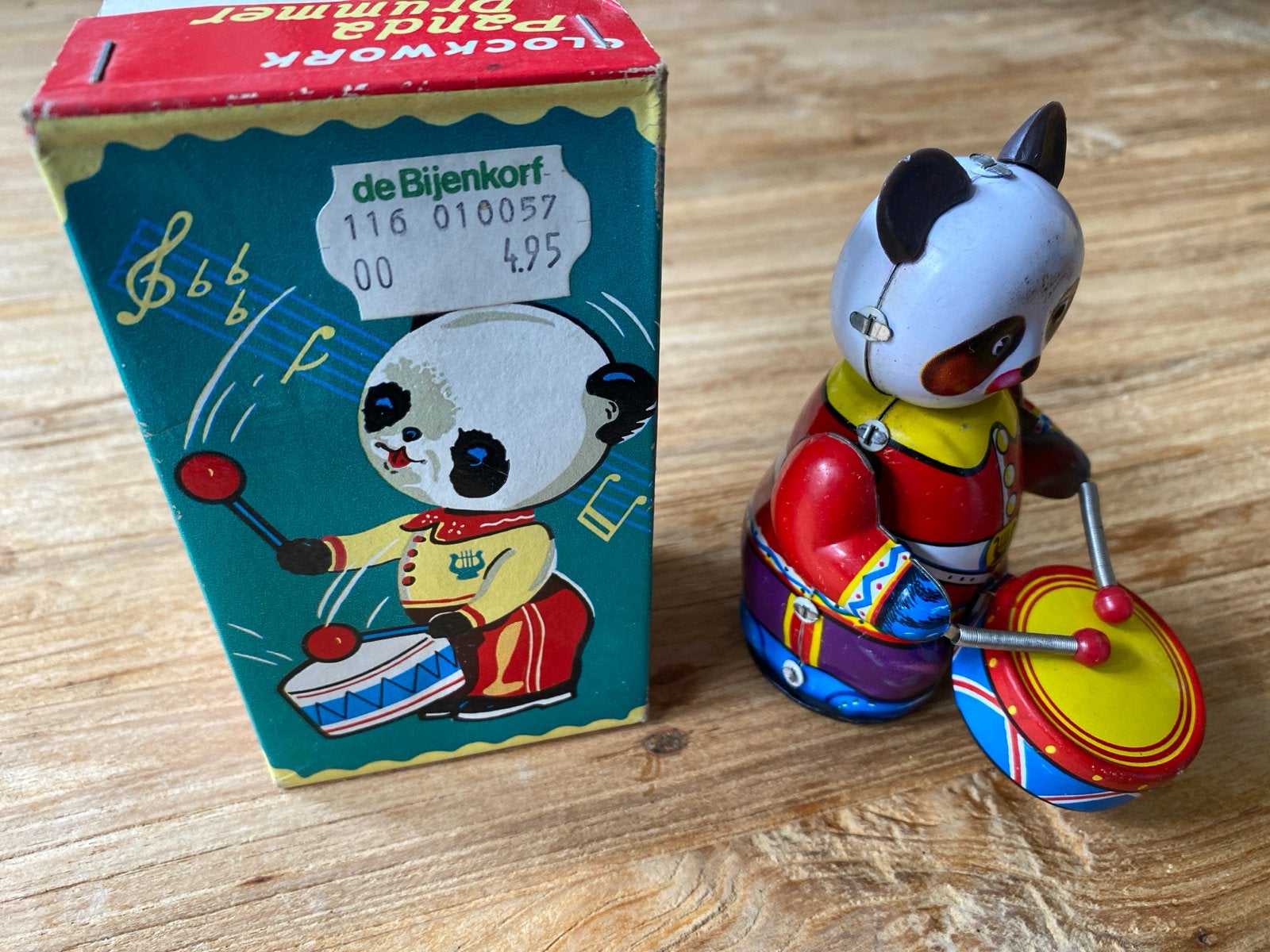 Antiek blikken opwind speelgoed Panda Drummer met doos, Antiek en Kunst, Antiek | Speelgoed, Ophalen of Verzenden