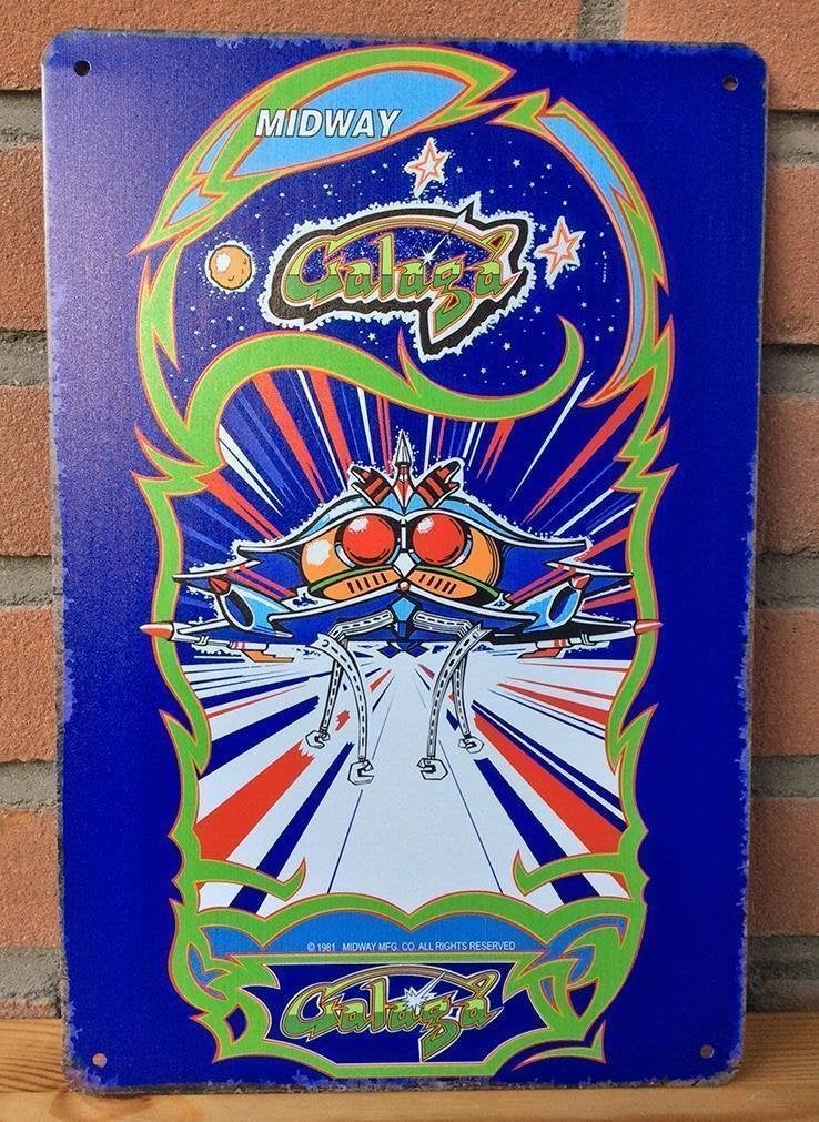 GALAGA Galaxian Arcade Metalen Wandbord Midway, 1 speler, Verzenden, Nieuw, Vanaf 3 jaar