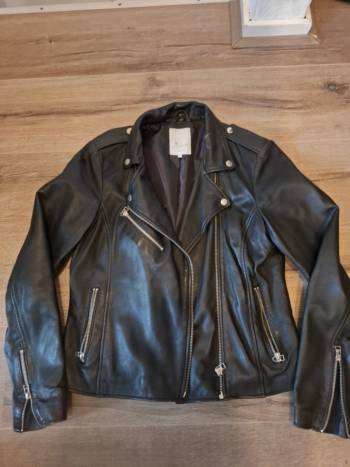 Leren biker jack Goosecraft mt L, Maat 38/40 (M), Goosecraft, Zwart, Ophalen of Verzenden