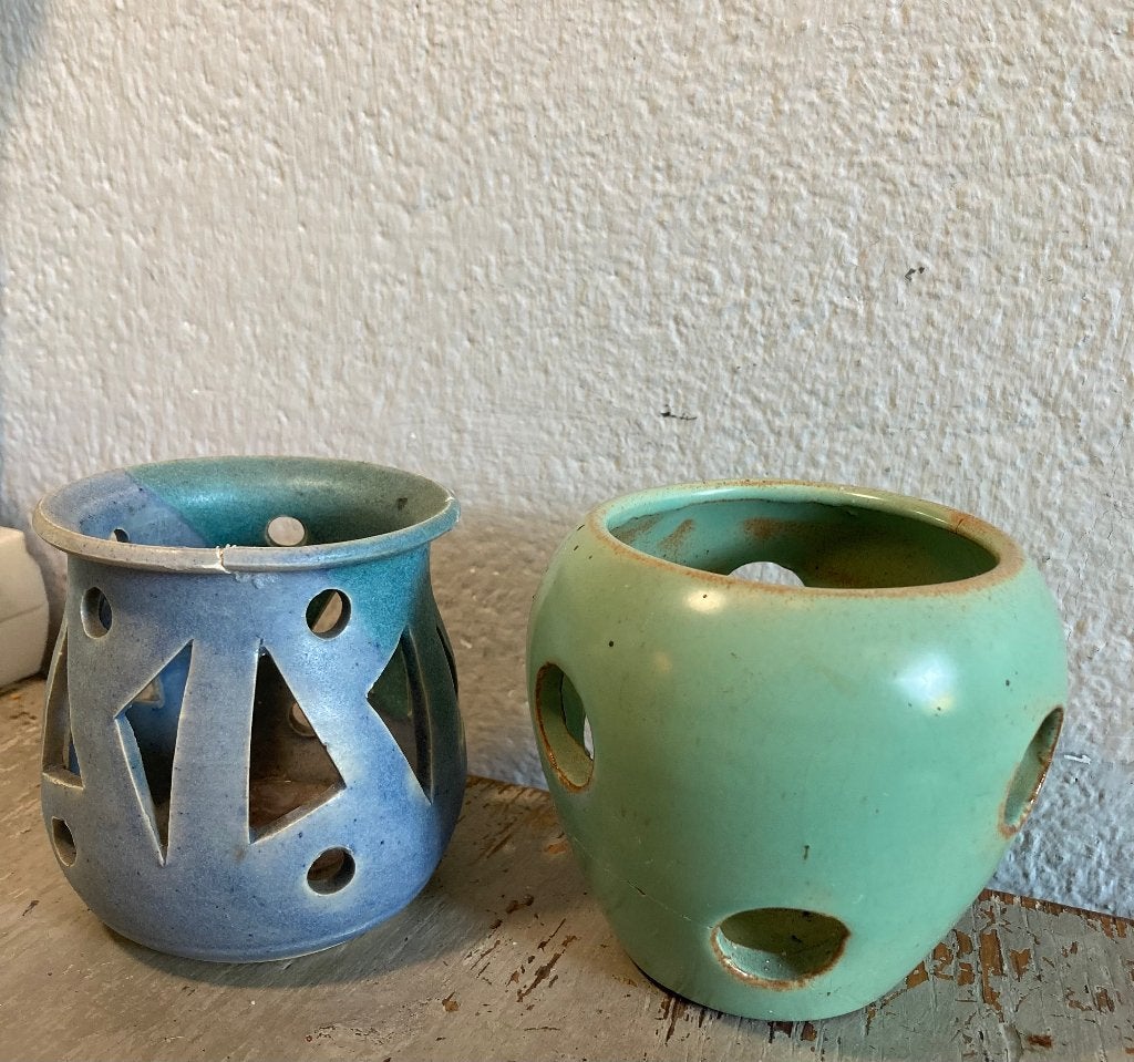 Vintage retro mid Century keramiek waxinelichthouder bakjes, Gebruikt, Meerkleurig, Overige merken, Waxinelichthouder