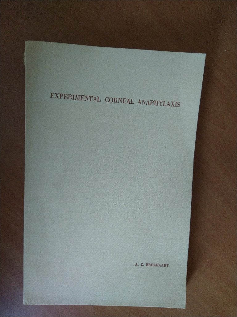 Breebaart, A.C. Experimental Corneal Anaphylaxis, Boeken, Wetenschap, Gelezen, Natuurwetenschap, Ophalen of Verzenden