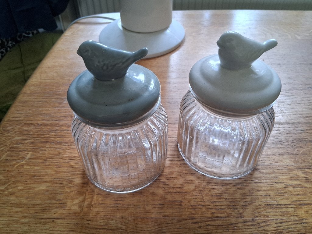 glazen snoep pot, Ophalen