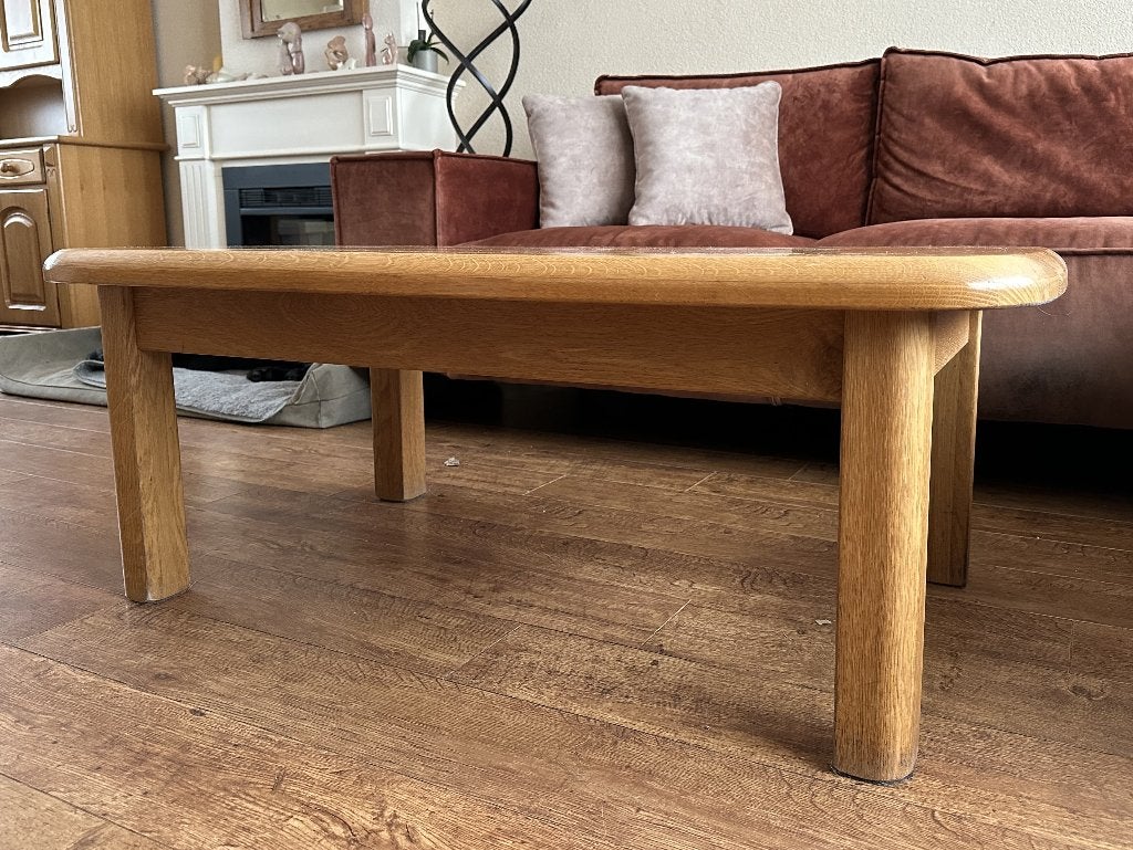 Salontafel, massief blank eiken, Ophalen, Gebruikt, 100 tot 150 cm, Klassiek