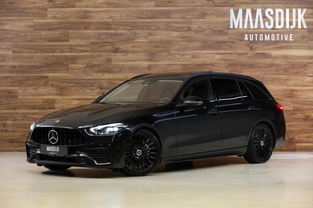 Mercedes C180 Estate AMG|Pano|ACC|Burmester|Dodehoek|Camera|, Automaat, 4 cilinders, Zwart, 170 pk