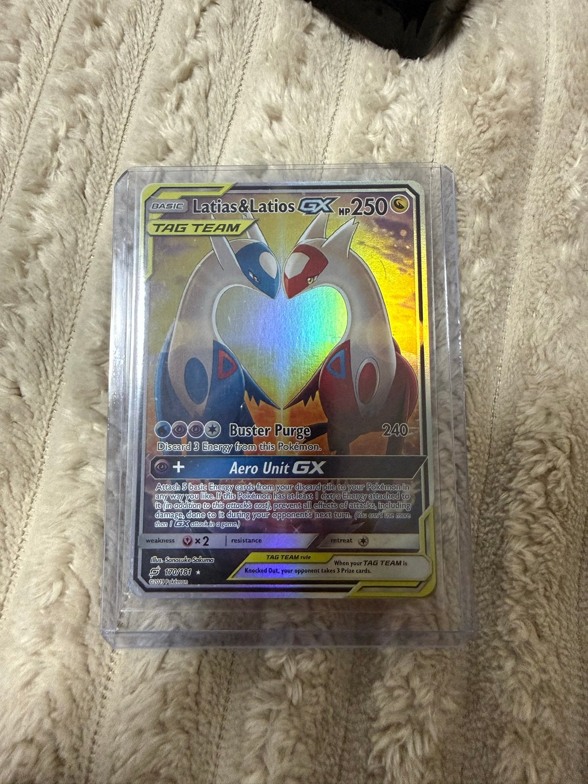 Pokemon Kaart: Latias & Latios GX TAG TEAM (Foil), Ophalen of Verzenden, Zo goed als nieuw, Losse kaart, Foil