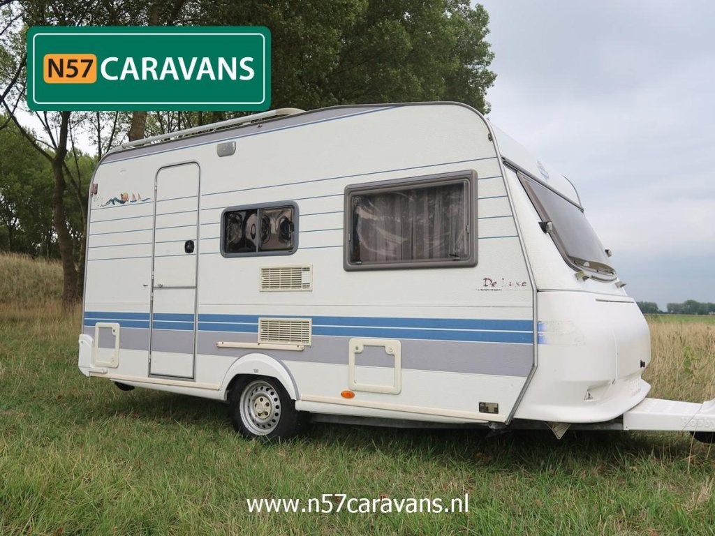 Hobby De Luxe 400 SB / 2x voortent, Caravans en Kamperen, Dwarsbed, Hobby, Bedrijf, Treinzit