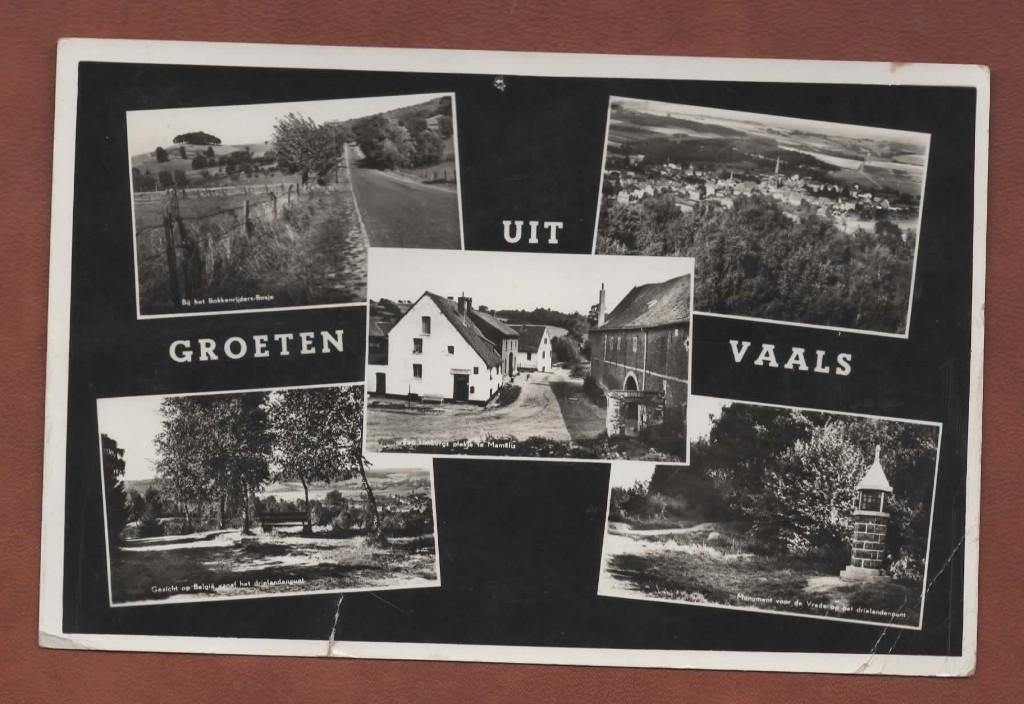 Vaals - Groeten uit - 1957 (pst.st. Mee.... = Meerssen ??), Ophalen of Verzenden, 1940 tot 1960, Gelopen, Limburg
