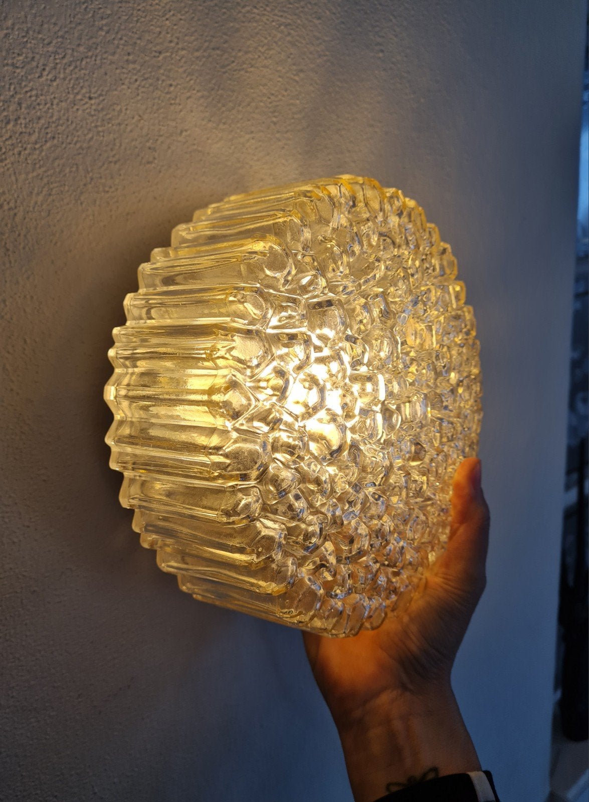 Vintage Glashütte Limburg Wandlamp Plafondlamp Helena Tynell, Gebruikt, Glas, Wandlamp, E27 (groot)