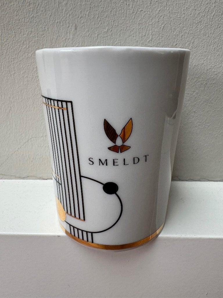 HANDGEMAAKTE VAAS/ BEKER PORSELEIN, Ophalen of Verzenden