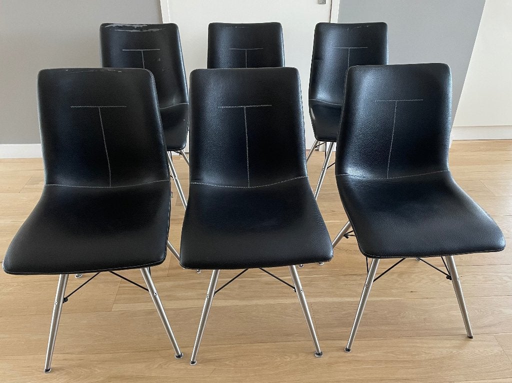 XOOON eetkamerstoel Ambra 6 stuks zwart RVS, Ophalen, Gebruikt, Zwart, Stof