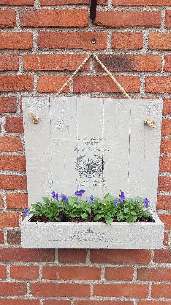 Wandplantenbak lichtgrijs (45x42 cm). Handgemaakt / uniek!, Minder dan 60 cm, Vierkant, Ophalen of Verzenden, Balkon
