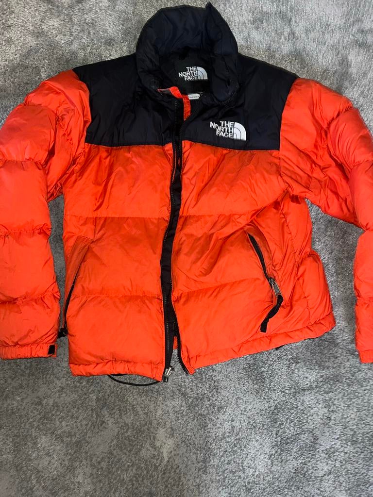 The North Face Nuptse Puffer Jas Oranje Zwart Maat M, Ophalen of Verzenden, Gedragen, Maat 34 (XS) of kleiner, Oranje