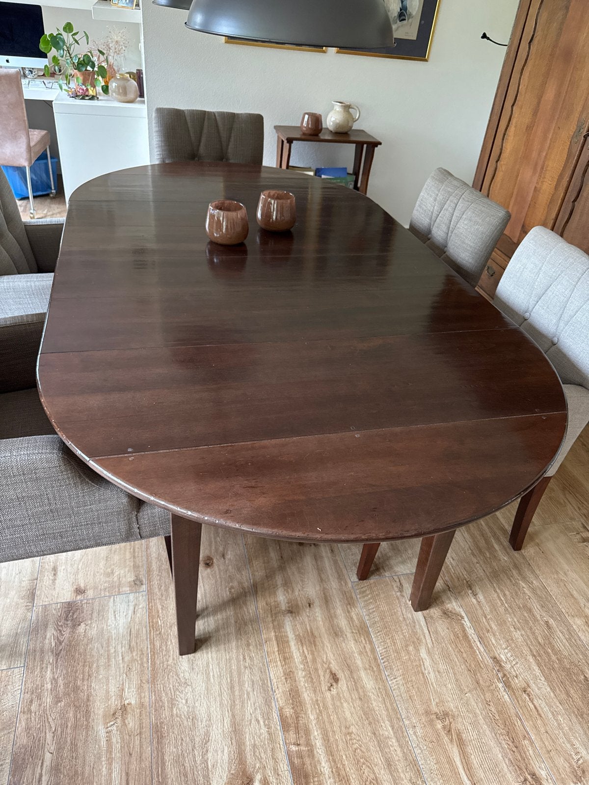 Ovale eettafel Bruggink meubelen, donkerbruin, inklapbaar, Huis en Inrichting, Tafels | Eettafels, Ophalen, 100 tot 150 cm, 200 cm of meer