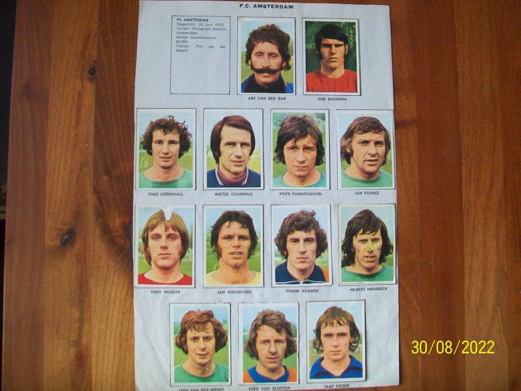 Vanderhout FC Amsterdam seizoen 1973 - 1974 ( Voetbalsterren, Verzenden, Gebruikt, Ajax, Poster, Plaatje of Sticker