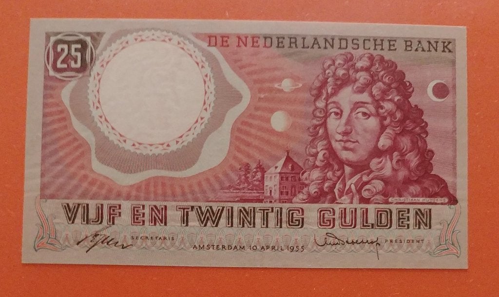 Bankbiljet 25 gulden 1955 Huygens, cat. PL68.b, Verzenden, 25 gulden, Los biljet